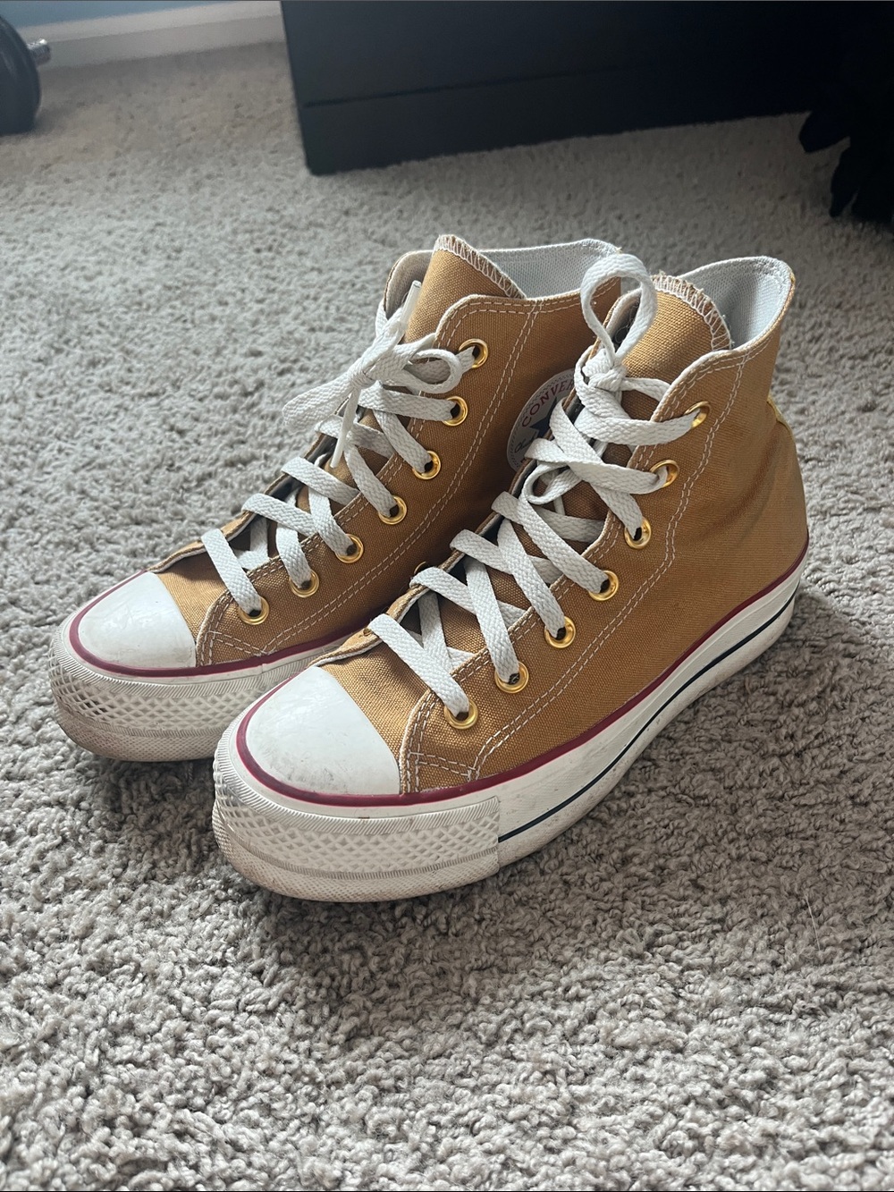 Converse High-Top Sneakers in Mustard Yellow with White Soles